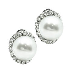 1.80ct Diamond Pearl 18k White Gold Earrings