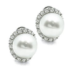 1.80ct Diamond Pearl 18k White Gold Earrings