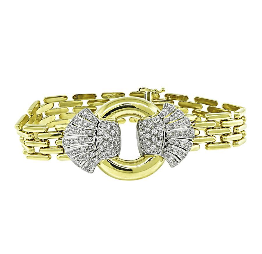 Taille ronde Bracelet en or bicolore avec 1.80 ct de diamant en vente