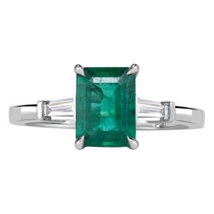 1.80ct Emerald Cut Green Emerald Engagement Ring