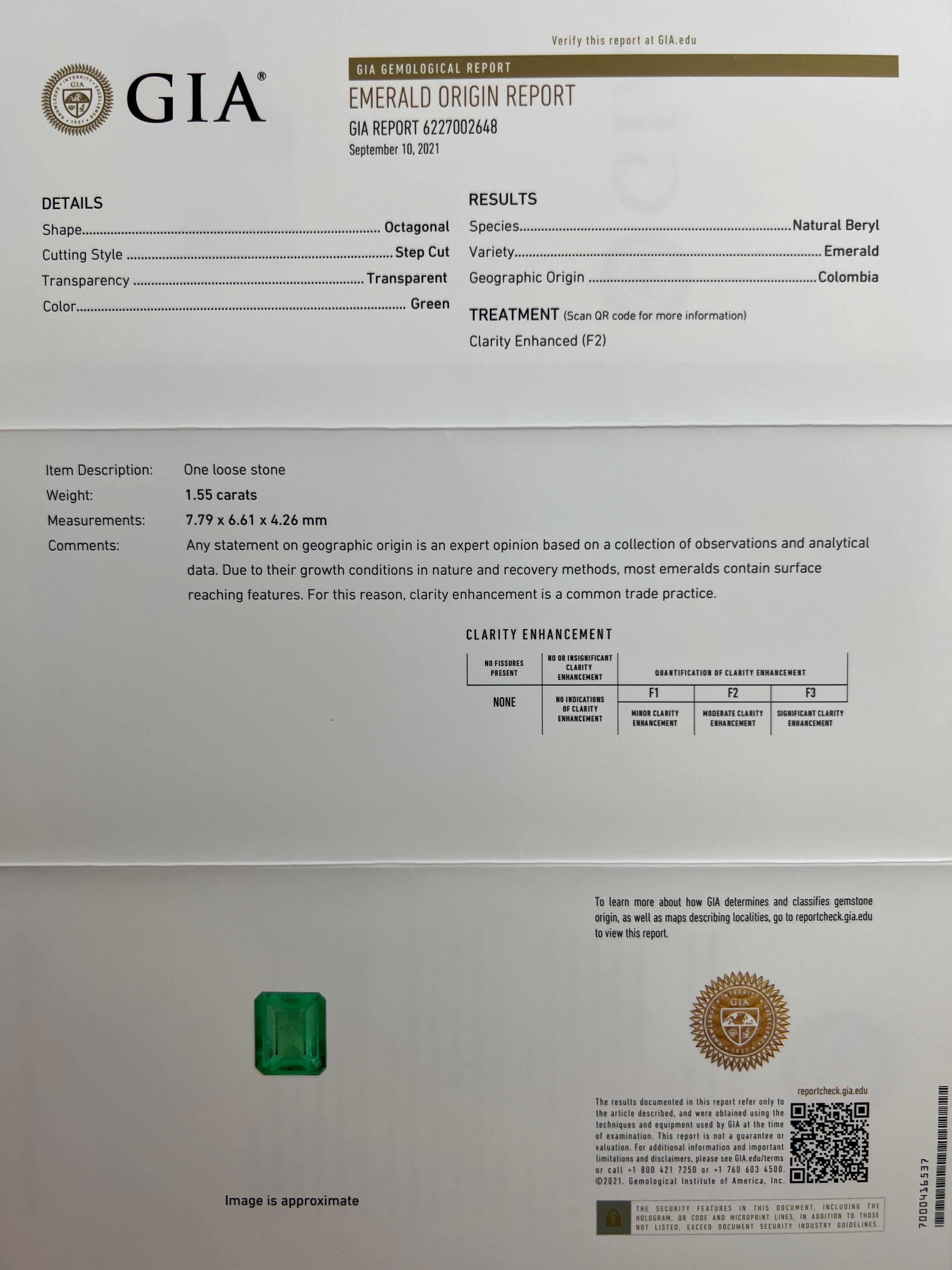 1,80 Karat GIA zertifizierter kolumbianischer Smaragd & Diamant 18 Karat Weißgold Halo-Anhänger (Smaragdschliff)