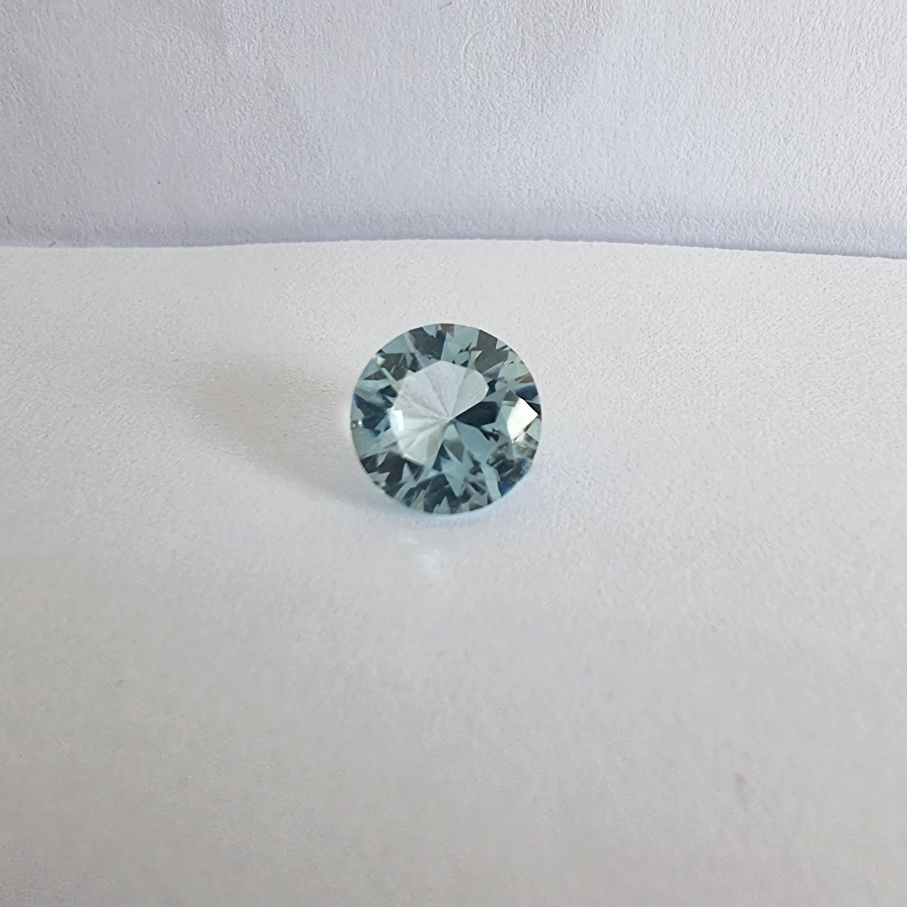 1.80ct Light Blue Round Aquamarine Gemstone For Sale 2