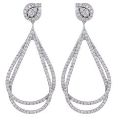 Orecchini a goccia a goccia con diamanti fini SI/H da 1,80 carati in oro bianco massiccio 14 carati