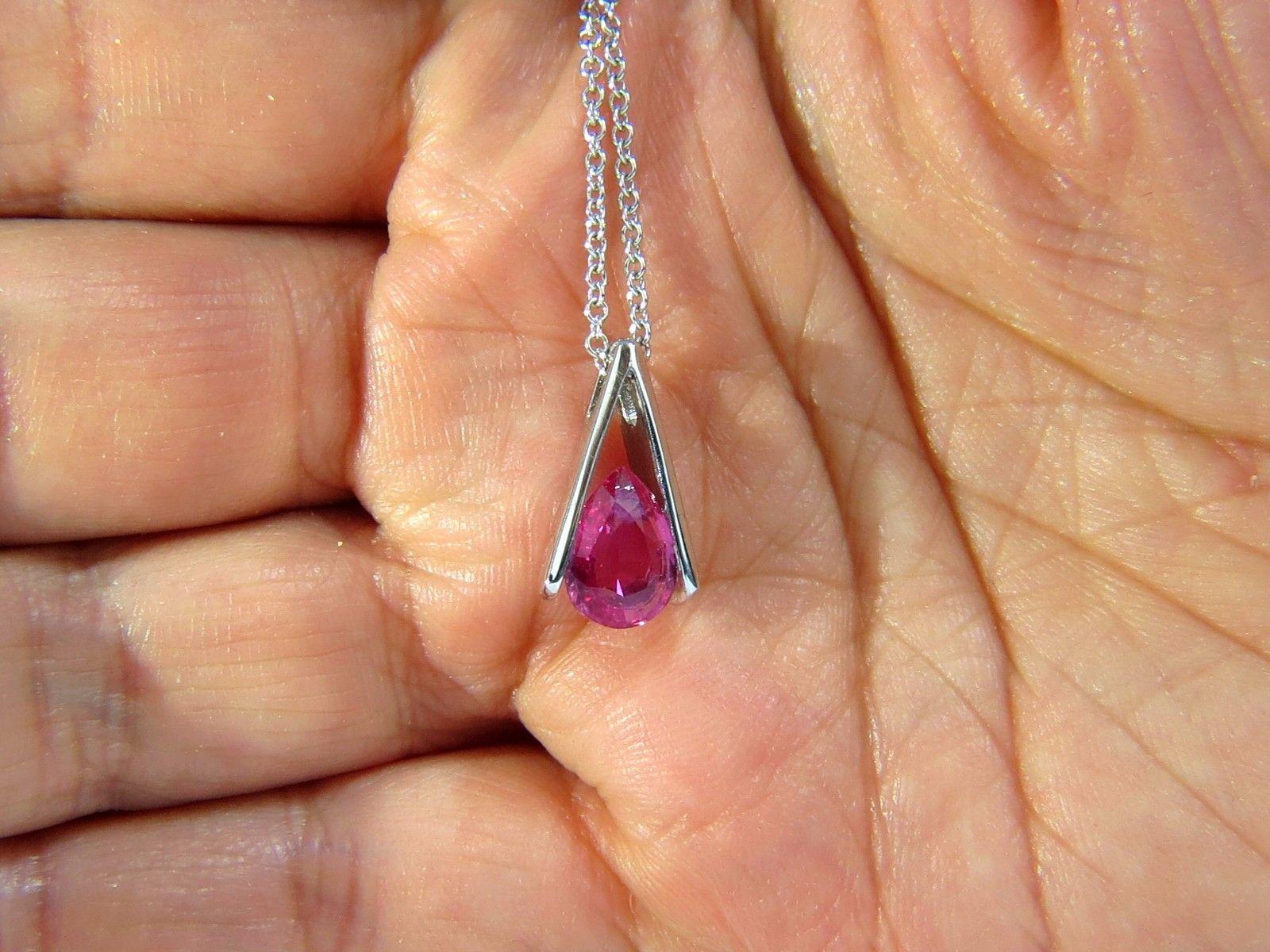 1.80CT Natural Bright Pear Shaped Pink Sapphire Pendant Masonic Drop 14KT In New Condition In New York, NY