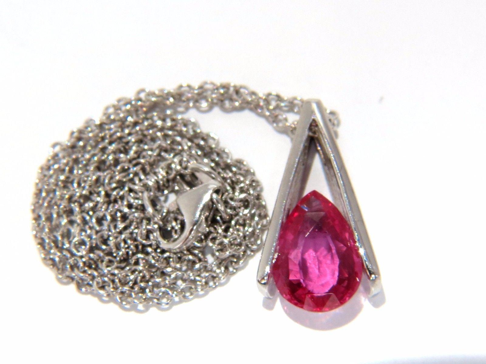 Women's or Men's 1.80CT Natural Bright Pear Shaped Pink Sapphire Pendant Masonic Drop 14KT