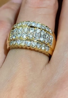 1.80ct Natural Diamond (G/VS) Cluster Retro Cocktail Ring in 18K Yellow Gold