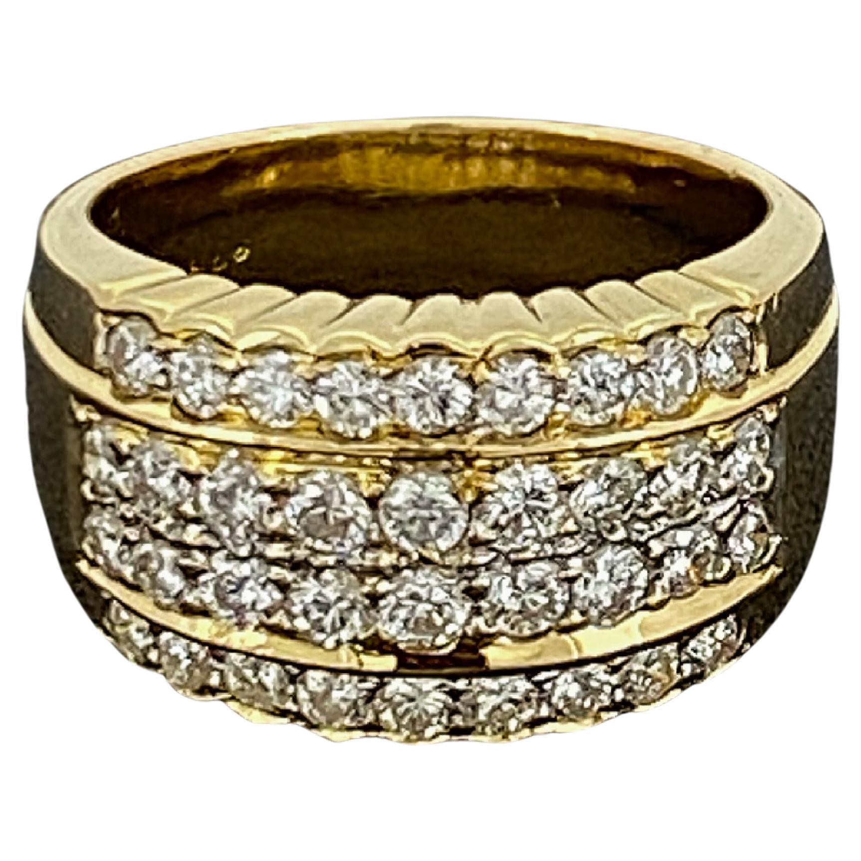 1.80ct Natural Diamond (G/VS) Cluster Retro Cocktail Ring in 18K Yellow Gold For Sale
