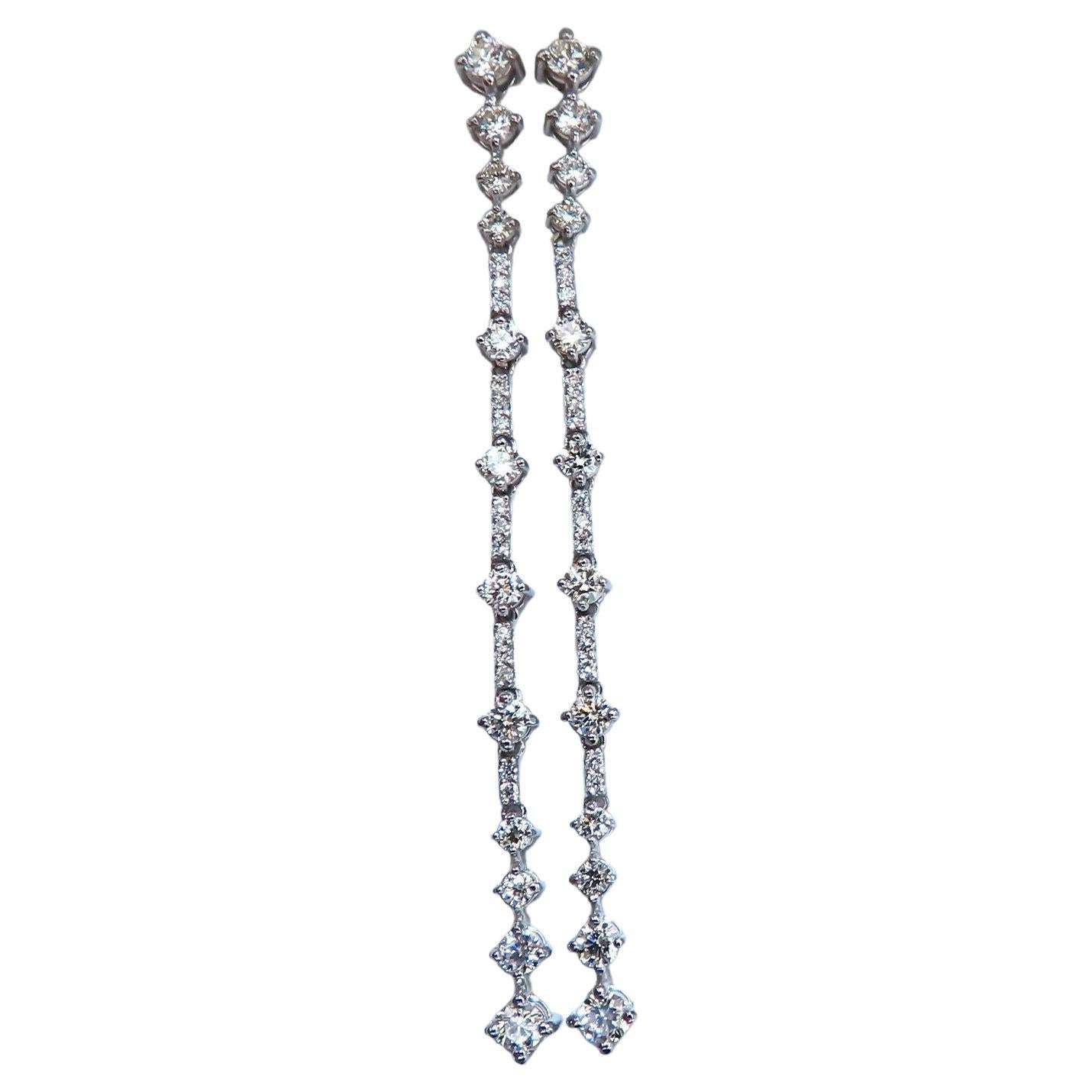 Boucles d'oreilles pendantes en diamants naturels 1.80ct 14kt
