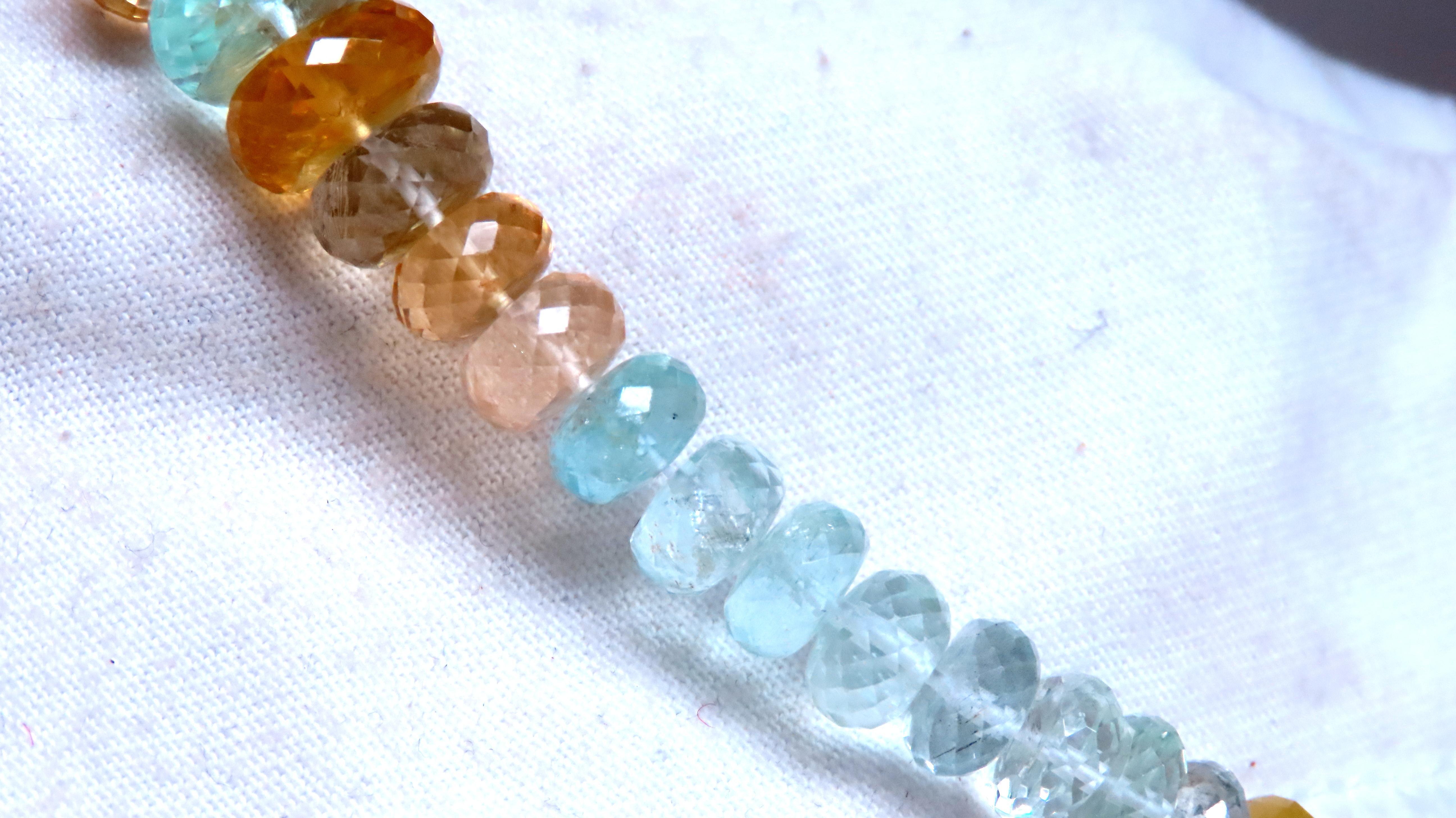 180 Karat natürliche mehrfarbige Aquamarin-Perlenkette 12522 mit Perlen Damen