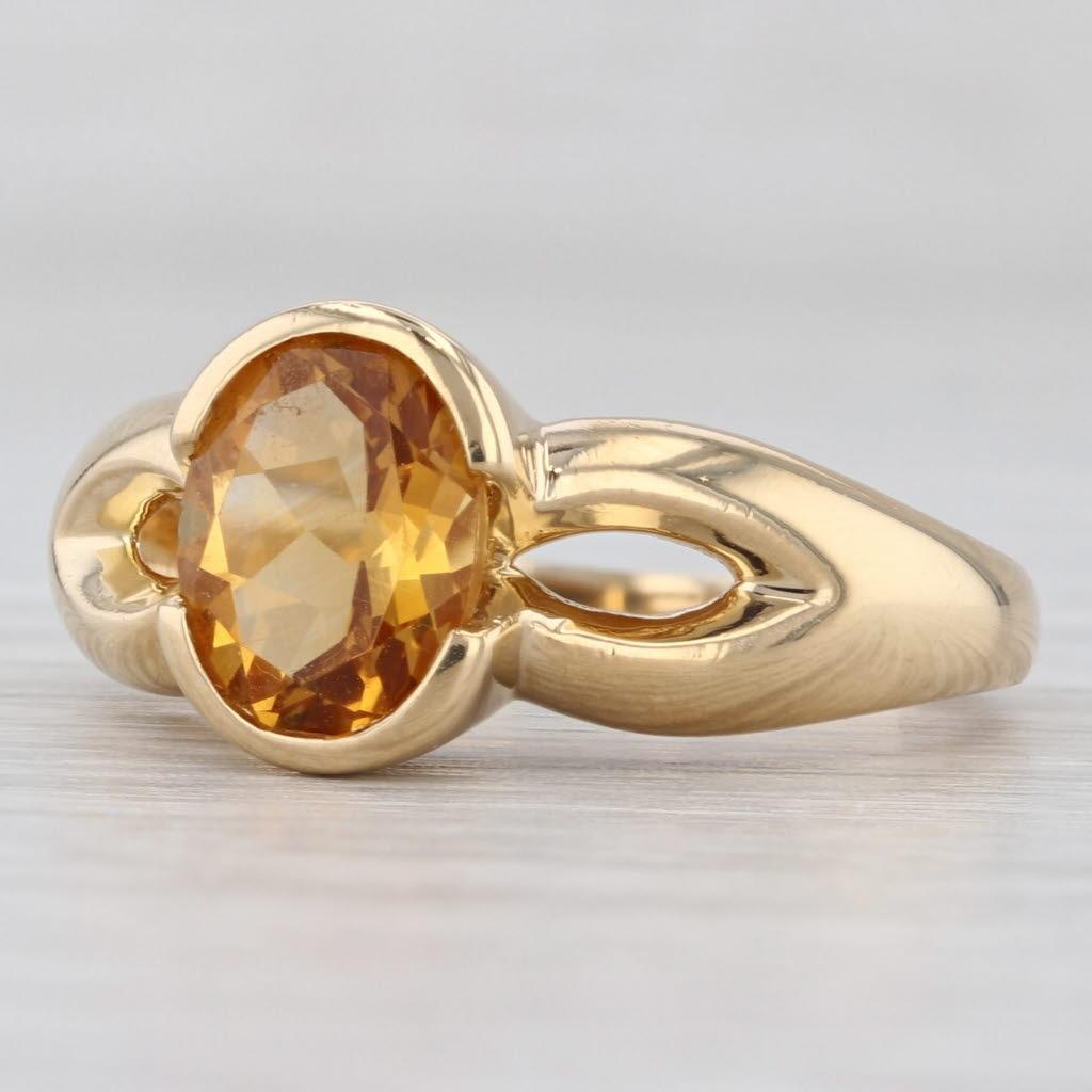 1,80ct Oval Citrin Solitär Ring 18k Gelbgold Größe 7,5 im Angebot 1