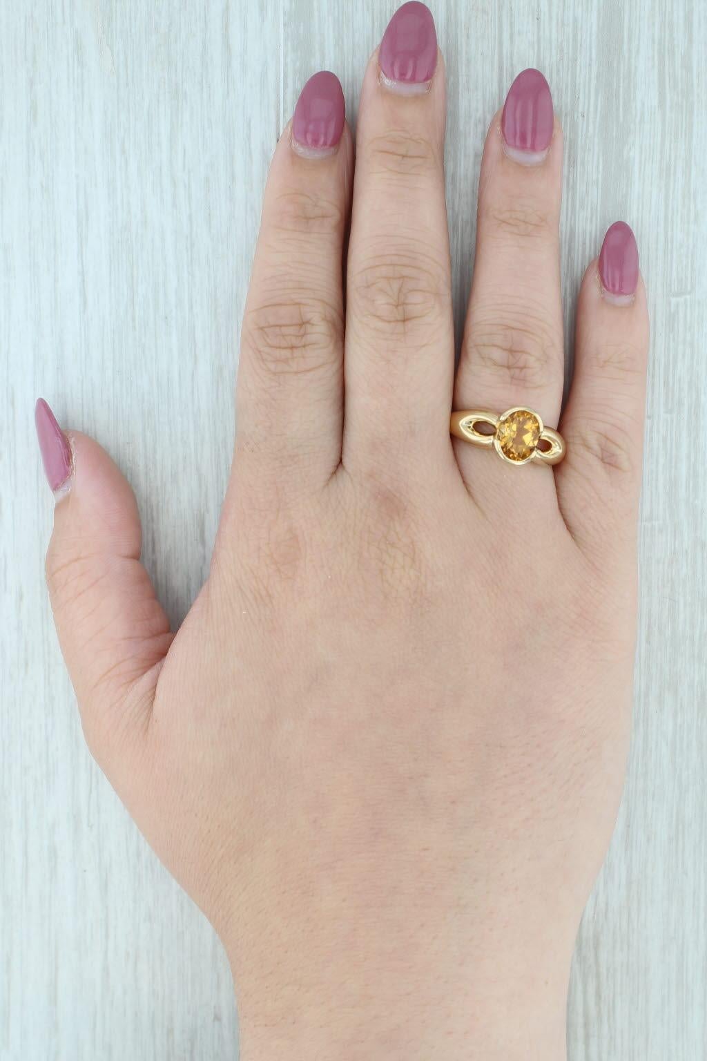 1,80ct Oval Citrin Solitär Ring 18k Gelbgold Größe 7,5 im Angebot 3