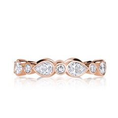 1.80ct Pear Shaped and Round Brilliant Cut Diamond Eternity Band in 18K Rose