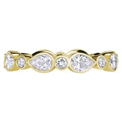 1.80ct Pear Shaped and Round Brilliant Cut Diamond Eternity Band in 18K Yellow