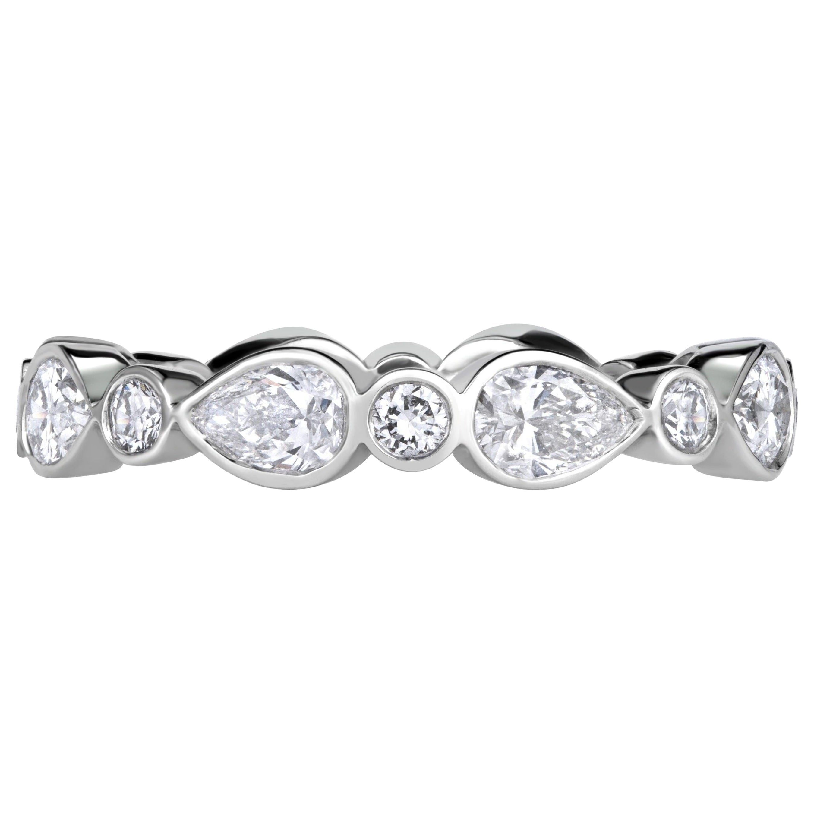 1.80ct Pear Shaped and Round Brilliant Cut Diamond Eternity Band in Platinum