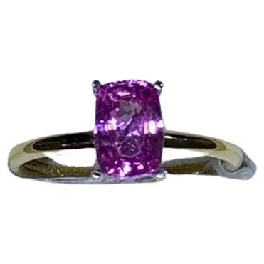 1.80ct Pink Sapphire emerald engagement ring 18ct yellow gold. For Sale