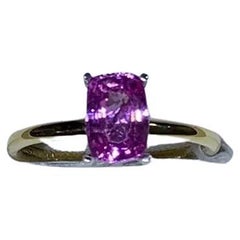1.80ct Pink Sapphire emerald engagement ring 18ct yellow gold.