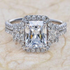 1.80ct Radiant Cut Moissanite Bridal Ring Set in 14K White Gold