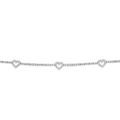 1.80ct Round Brilliant Cut Diamond Heart Tennis Bracelet in 14K White Gold