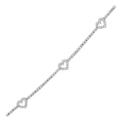 1.80ct Round Brilliant Cut Diamond Heart Tennis Bracelet in 14K White Gold