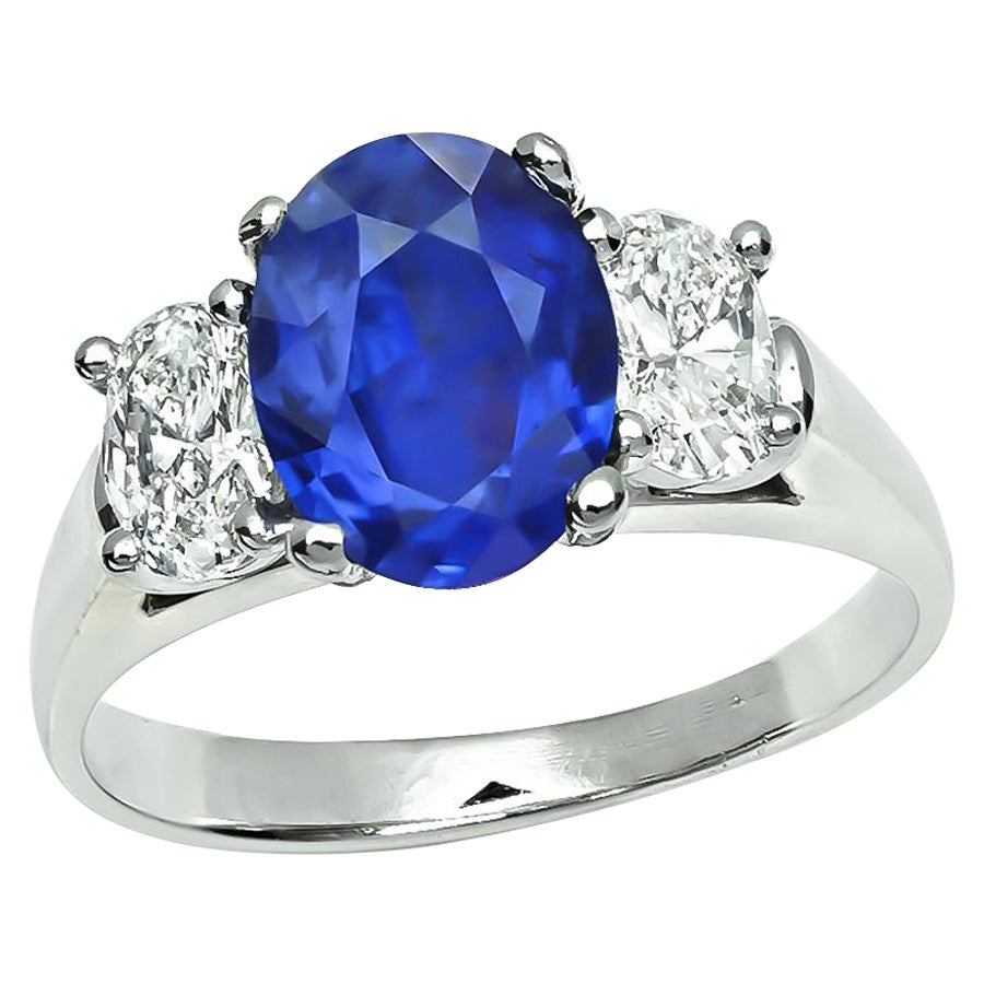 Anillo de compromiso de zafiro de 1,80 ct y diamante de 0,70 ct