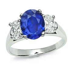 Anillo de compromiso de zafiro de 1,80 ct y diamante de 0,70 ct