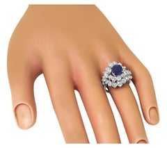 Platinring mit 1,80 Karat Saphir und 3,00 Karat Diamanten