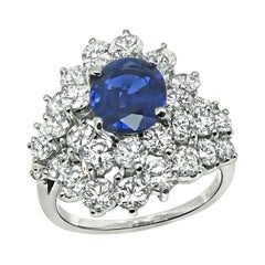Platinring mit 1,80 Karat Saphir und 3,00 Karat Diamanten
