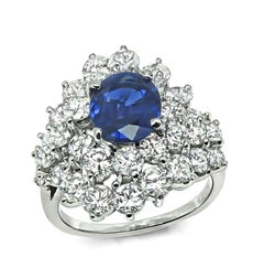 1.80ct Sapphire 3.00ct Diamond Platinum Ring