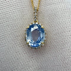 1.80ct Unique Hazy Silky Blue Sapphire & Diamond 18k Yellow Gold Halo Pendant