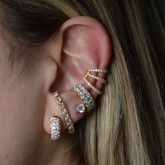 1.80cts Diamond 18k Gold Princess Cut Suspender Bar Earrings