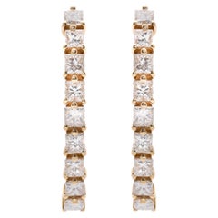 1.80cts Diamond 18k Gold Princess Cut Suspender Bar Earrings