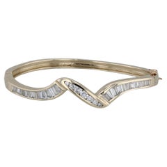 1.80ctw Channel Set Diamond Bangle Bracelet 14k Yellow Gold 6"