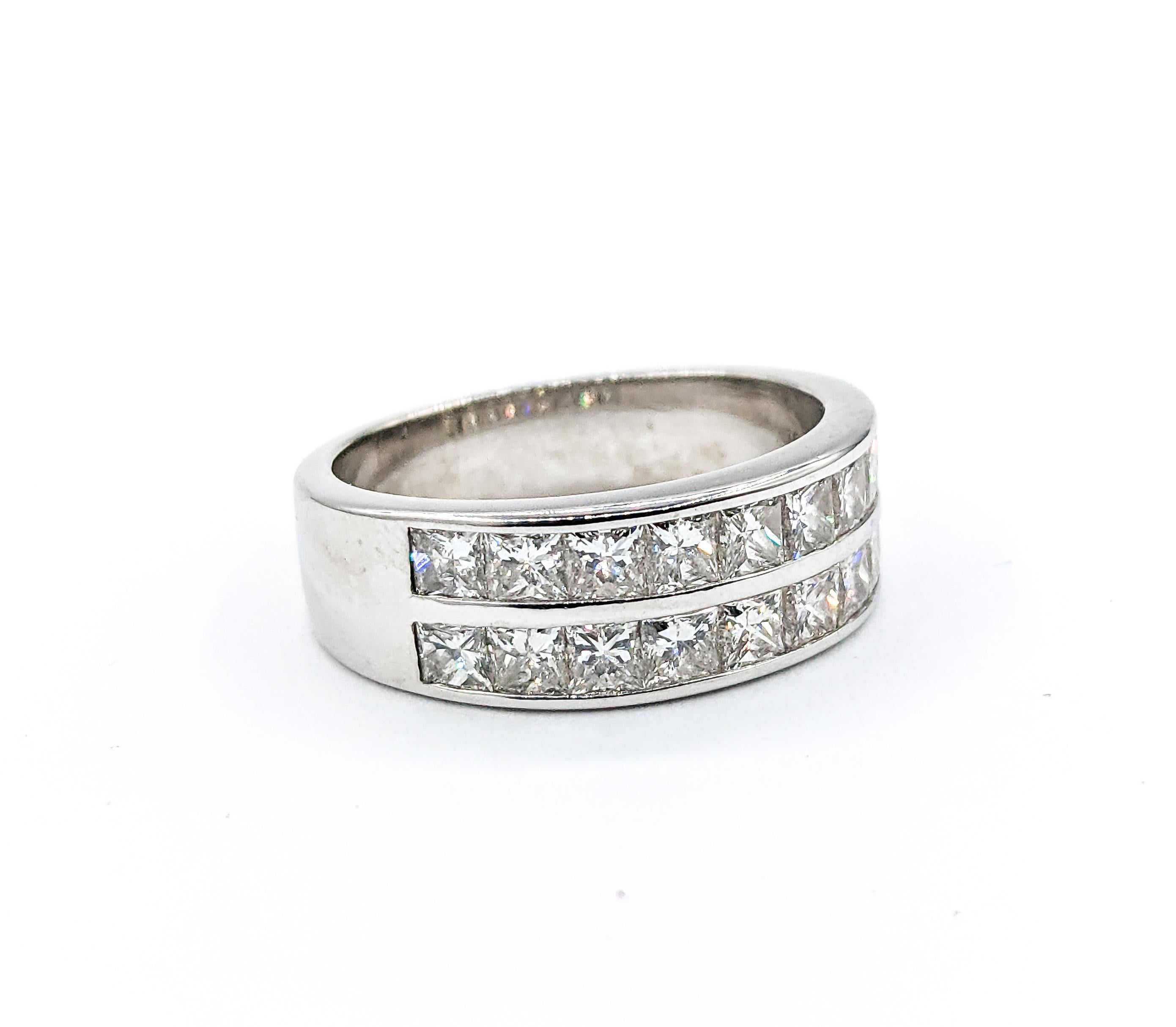1.80ctw Diamond Two-Row Ring In White Gold For Sale 4