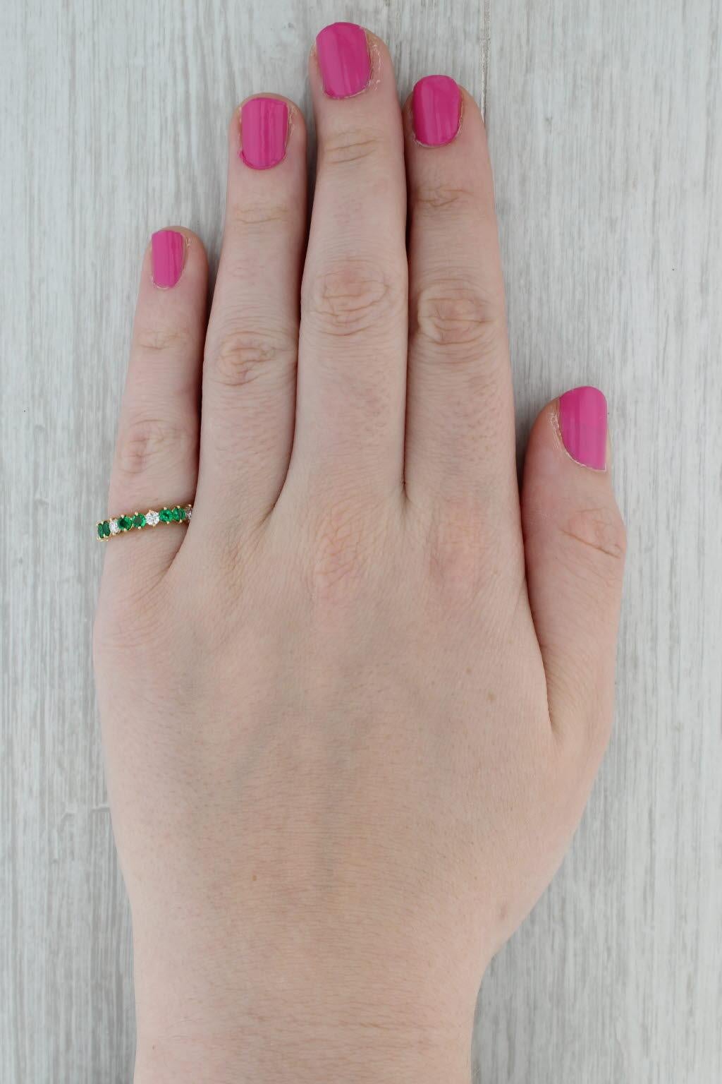 1.80ctw Emerald Diamond Eternity Band 18k Yellow Gold Size 5.75 Ring Kurt Wayne For Sale 2