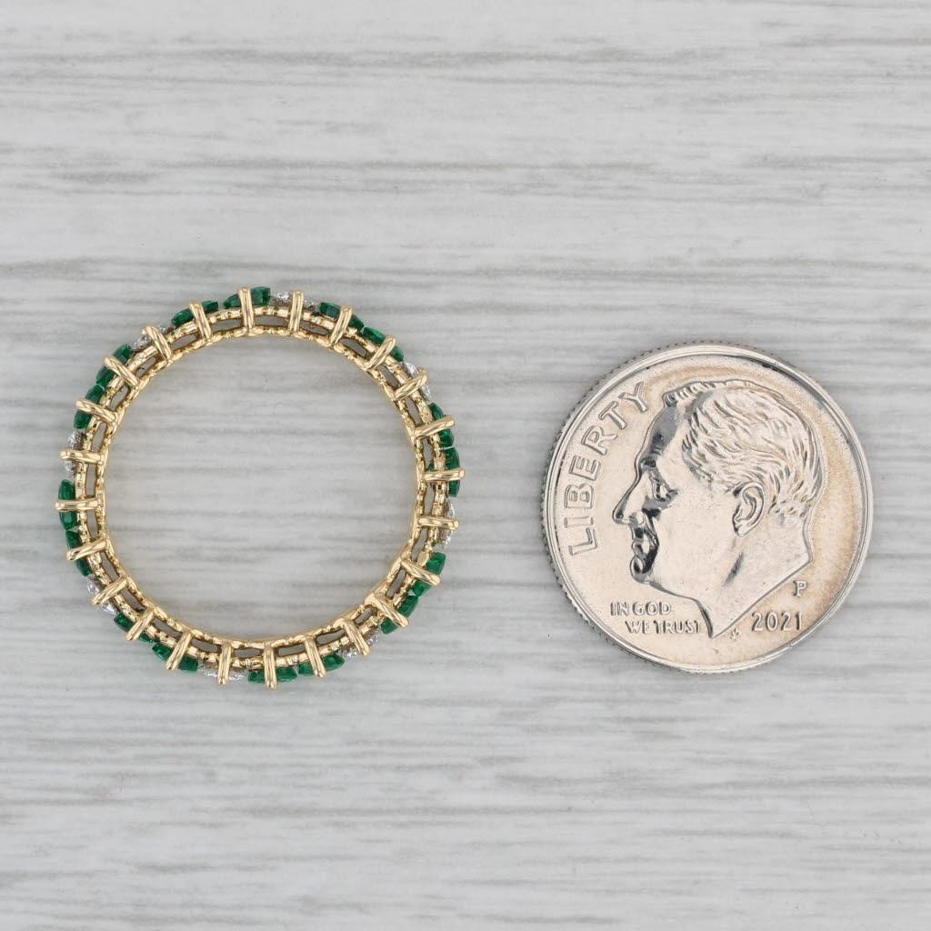 1.80ctw Emerald Diamond Eternity Band 18k Yellow Gold Size 5.75 Ring Kurt Wayne For Sale 4