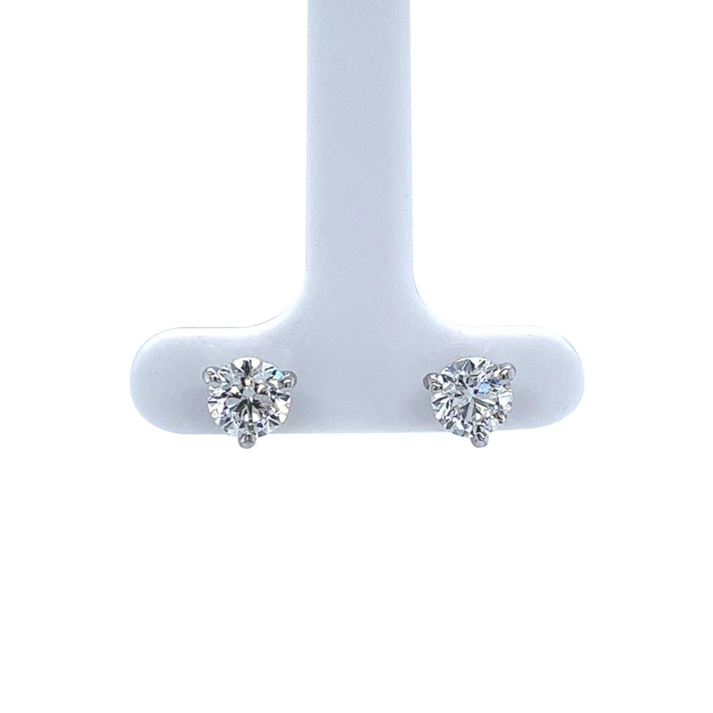 Modernist 1.80ctw GIA Certified E Si1 3 Prongs Martini Natural Diamond Stud Earrings For Sale