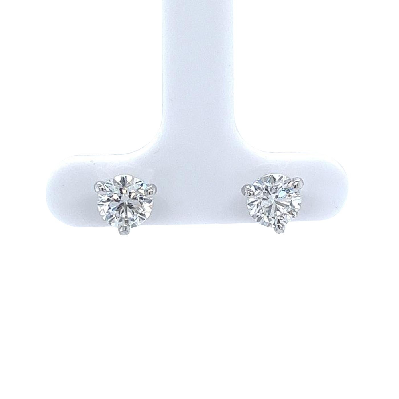 1.80ctw GIA Certified E Si1 3 Prongs Martini Natural Diamond Stud Earrings In Good Condition For Sale In Aventura, FL