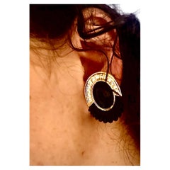 1.80ctw VS1-VS2/G-H Diamant, Schwarzer Onyx und Gelbgold 18K Ohr Clips