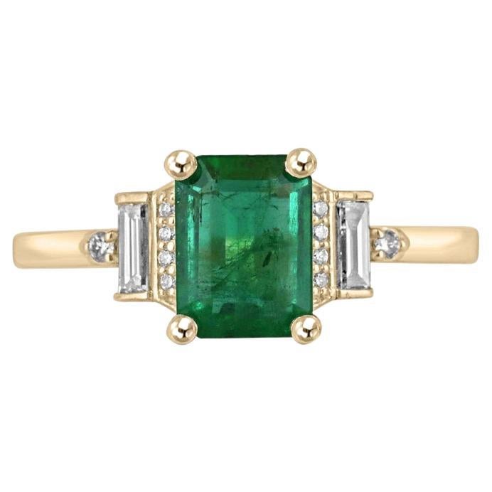 1.80tcw 14K Lush Green Emerald & Diamond Accent Ring