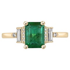 1.80tcw 14K Lush Green Emerald & Diamond Accent Ring
