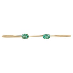 1.80tcw 14K Natural Medium Green Oval Cut Emerald Toi et Moi Cuff Bangle Bracele