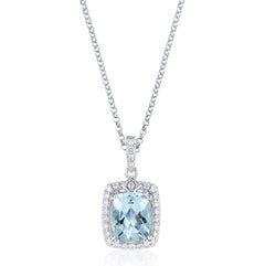 Sunita Nahata Aquamarine 1.81ct. Pendant in 18KWG with Diamond
