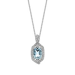 Sunita Nahata Aquamarine 1.81ct. Pendant in 18KWG with White Diamond.