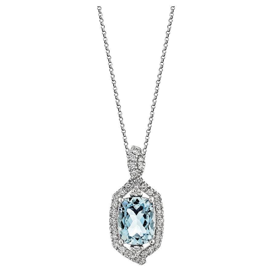 Sunita Nahata Aquamarine 1.81ct. Pendant in 18KWG with White Diamond.
