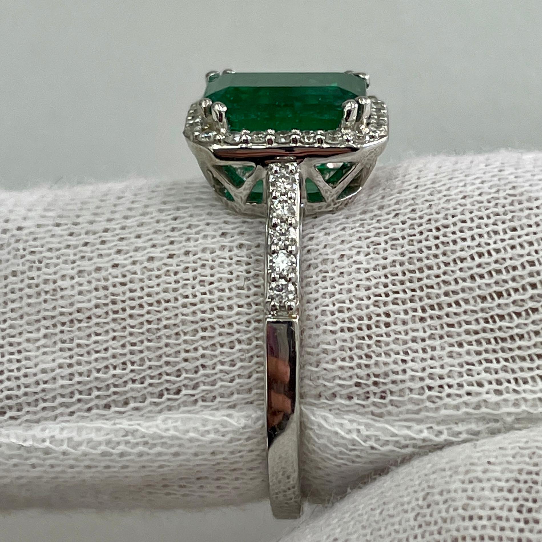 Emerald Cut 1.81 Carat Emerald & Diamond White Gold Ring For Sale