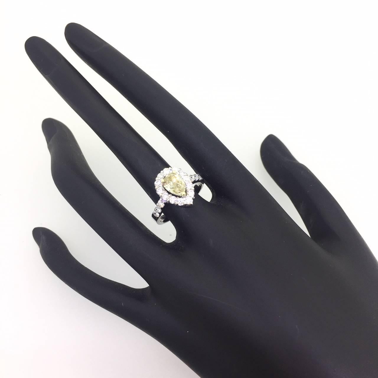 Modern 1.81 Carat Fancy Yellow Diamond 18 Karat White Gold Engagement Ring