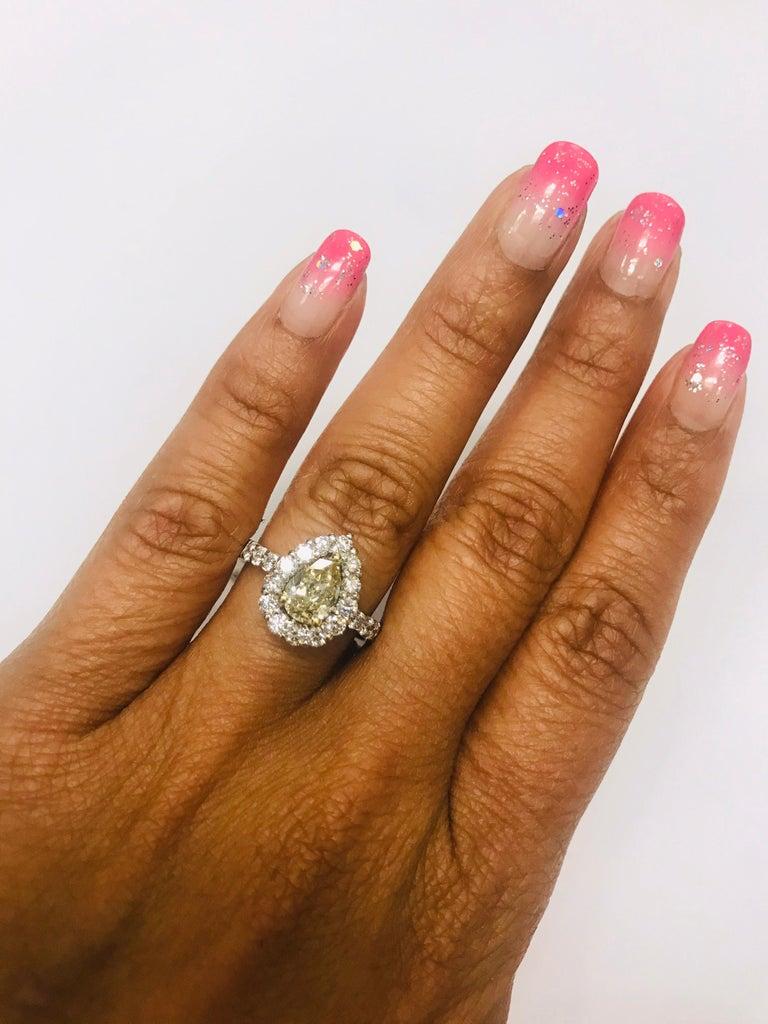 Contemporary 1.81 Carat Fancy Yellow Diamond 18 Karat White Gold Engagement Ring