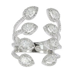 1.81 Carat GVS Round/Pear Diamonds 18K White Gold Diamond Fashion Rings
