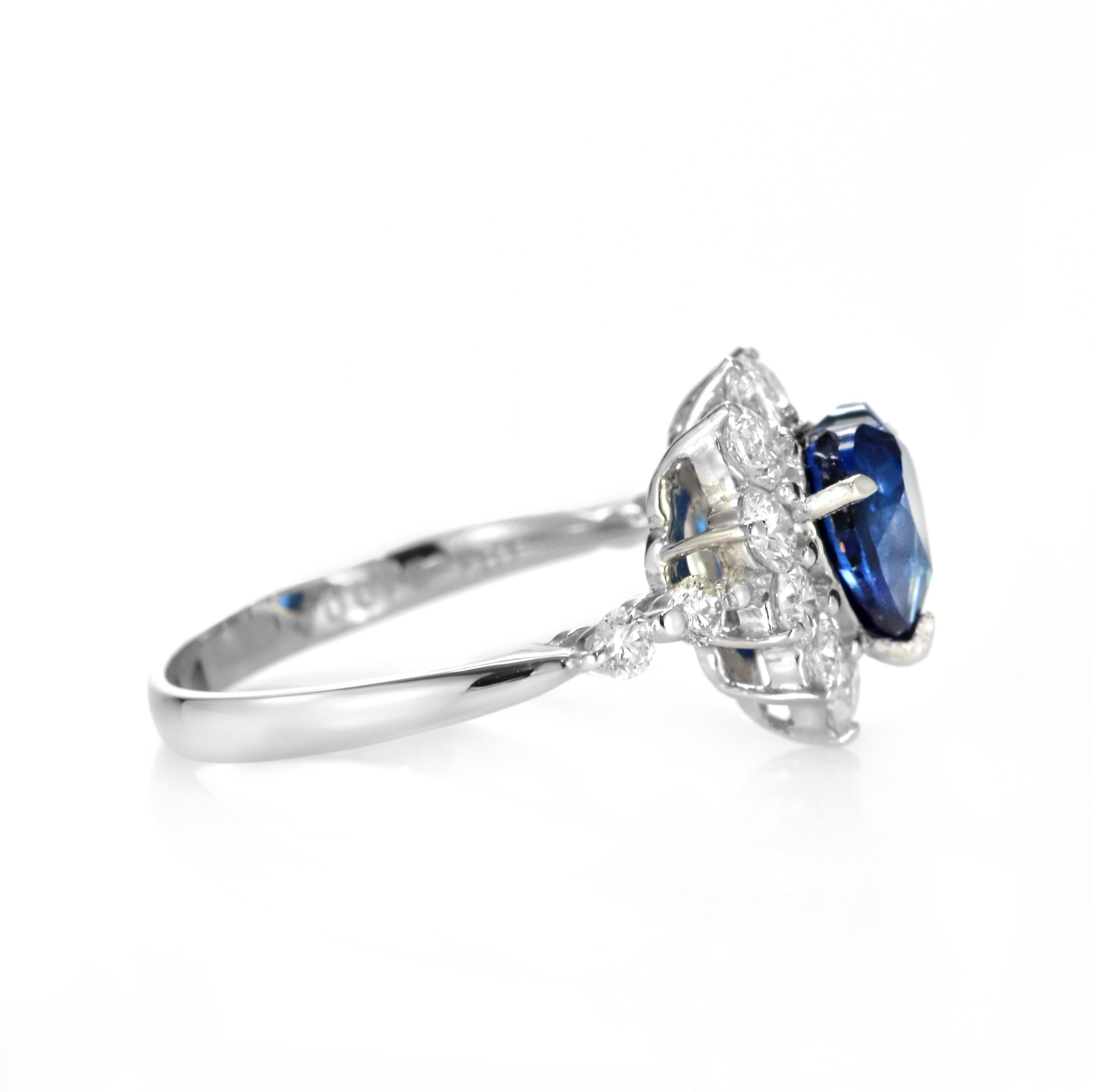1.81 Carat Natural Ceylon Sapphire and Diamond Ring Made in Platinum For Sale 6