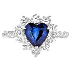 1,81 Karat natürlicher Ceylon-Saphir und Diamantring aus Platin